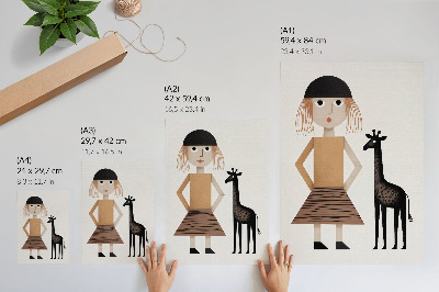 Art print Girl with a giraffe