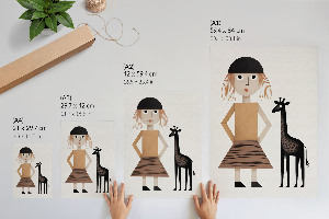 Art print Girl with a giraffe