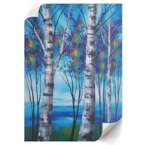 Wall art Colorful birches