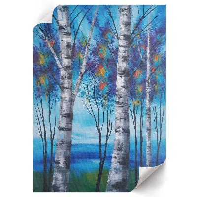 Wall art Colorful birches