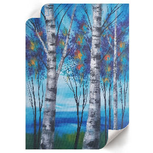 Wall art Colorful birches