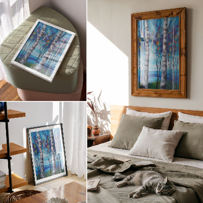 Wall art Colorful birches