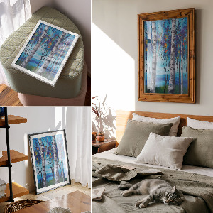 Colorful birches wall art