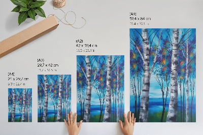 Wall art Colorful birches