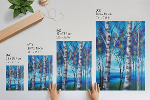 Colorful birches wall art