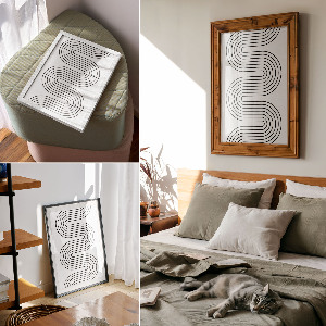 Decorative poster featuring curved lines