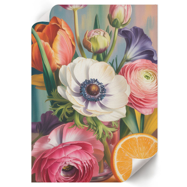 Art print with colorful flowers
