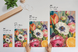 Art print with colorful flowers