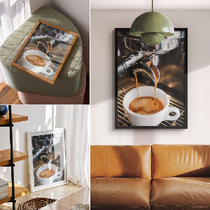 Wall art featuring a coffee maker