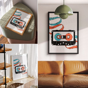 Retro cassette wall art