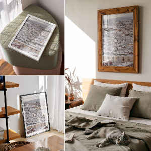 Art print depicting a winter landscape