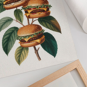 Decorative poster featuring a burger tree illustration