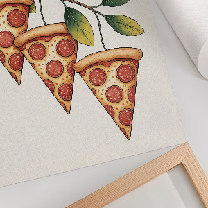 Poster with a pizza illustration on a branch