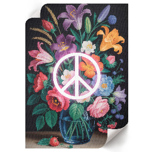 Poster with a peace and flowers design
