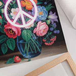 Poster with a peace and flowers design