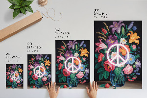 Poster with a peace and flowers design