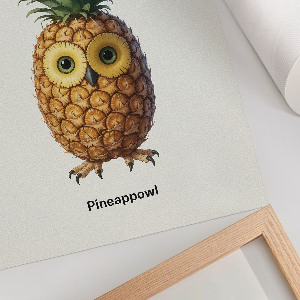 Wall art featuring a pineapple owl design