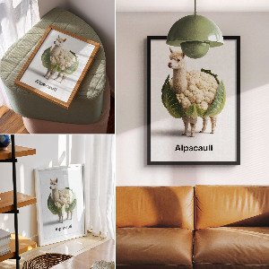 Alpaca cauliflower wall print