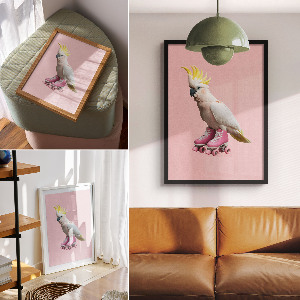 Decorative poster A parrot on roller skates