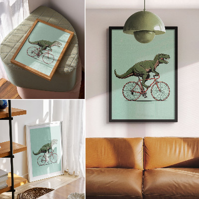 Poster Dinosaur on a bike
