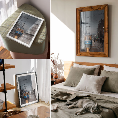 Wall print Blue tram
