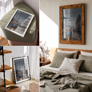 Wall print Blue tram