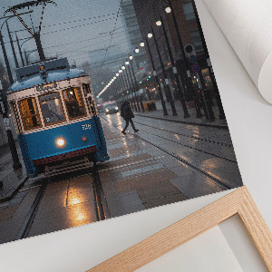 Wall print Blue tram