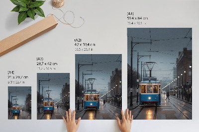 Wall print Blue tram
