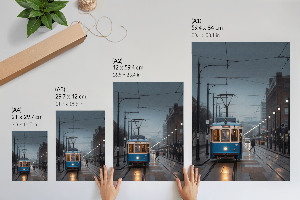 Wall print Blue tram
