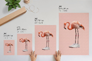 Wall print of a flamingo wearing boots