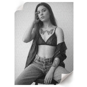Wall print with a black and white portrait