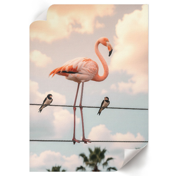 Decorative poster Flamingo on a cable