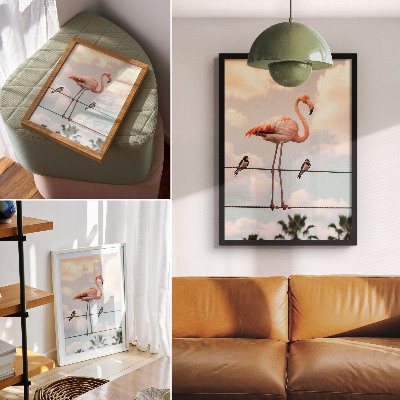 Decorative poster Flamingo on a cable