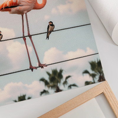 Decorative poster Flamingo on a cable