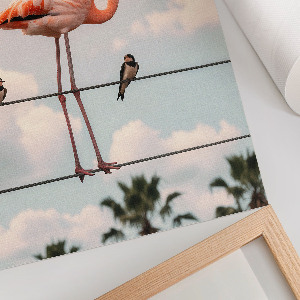 Decorative poster Flamingo on a cable