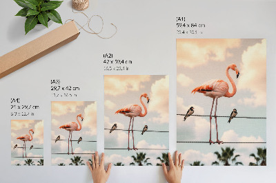Decorative poster Flamingo on a cable