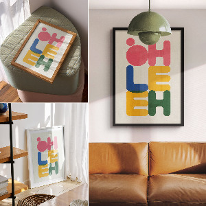 Wall art with a typographic composition