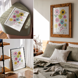 Poster with colorful flowers