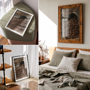 Wall art featuring an Arabic coffee motif