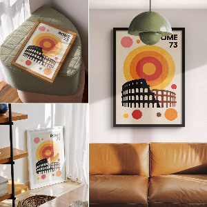 Decorative poster with a retro Rome motif