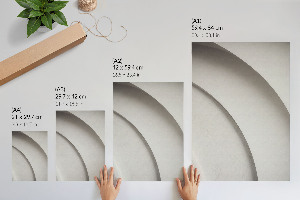 Poster with white curved lines