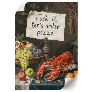 Poster showing a table with food