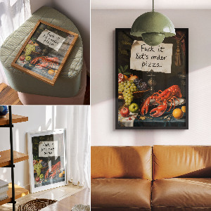 Poster showing a table with food