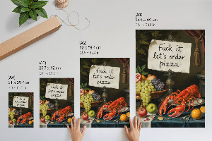 Poster showing a table with food