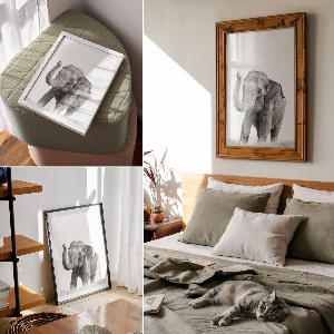 Artistic elephant wall print