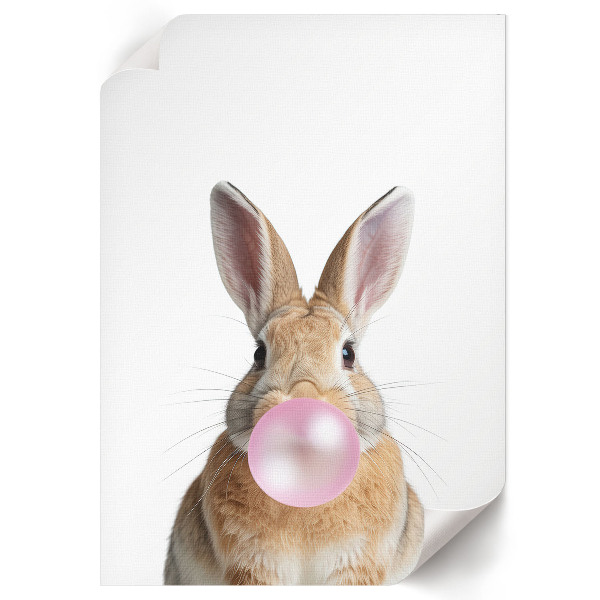 Art print featuring a bunny with gum
