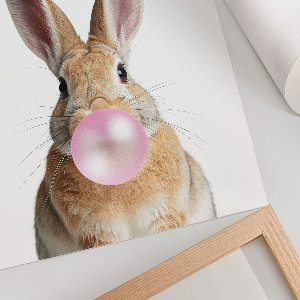 Art print featuring a bunny with gum