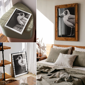 Decorative poster with a bird portrait