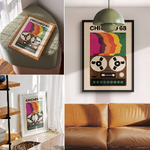 Retro wall art with vintage aesthetics