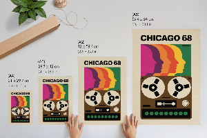 Retro wall art with vintage aesthetics